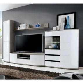 Meuble TV Design "Ontario" 300cm Blanc