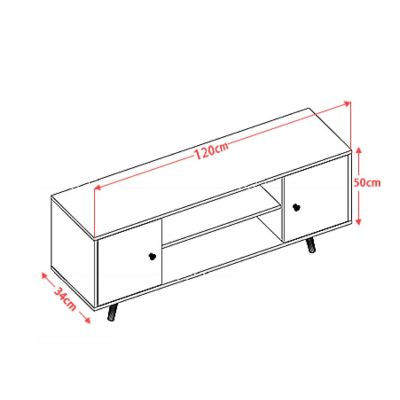 Meuble TV design Samy - L. 120 x H. 50 cm - Blanc et gris foncé