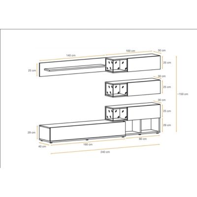 Meuble TV Design "Silk" 240cm Blanc & Naturel