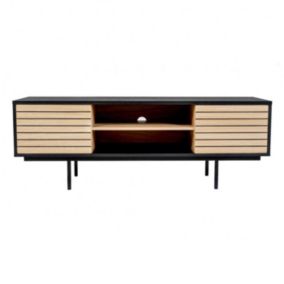 Meuble TV Design "Stripe" 150cm Chêne & Noir