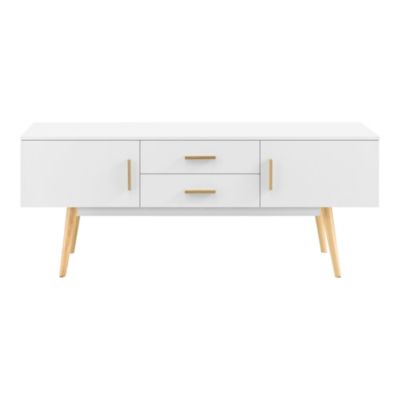 Meuble tv design support tele banc bois blanc Helloshop26