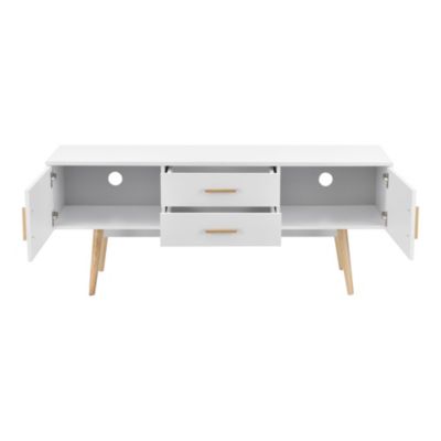 Meuble tv design support tele banc bois blanc Helloshop26