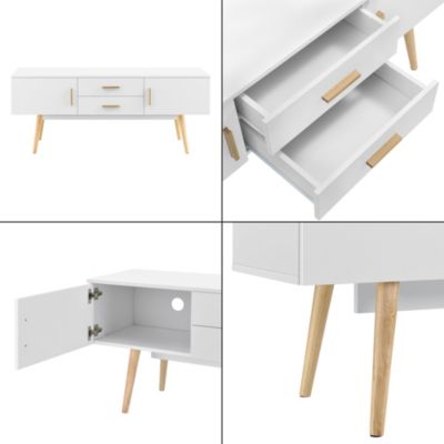 Meuble tv design support tele banc bois blanc Helloshop26