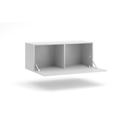 Meuble TV design suspendu NEVER 100 cm. 1 porte et 2 niches. Coloris blanc