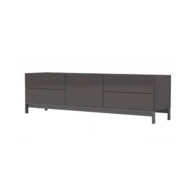 Meuble TV Dlemm, Buffet bas de salon, Base pour meuble TV, 100% Made in Italy, 170x40h35 cm, Anthracite Brillant