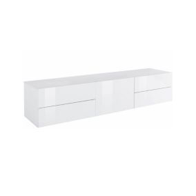 Meuble TV Dlemm, Buffet bas de salon, Base pour meuble TV, 100% Made in Italy, 170x40h35 cm, Blanc brillant