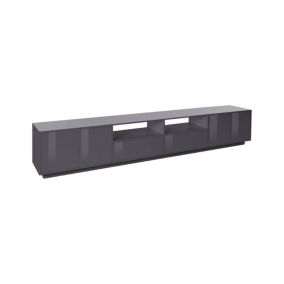 Meuble TV Dleott, Buffet bas de salon, Base pour meuble TV, 100% Made in Italy, 260x41h46 cm, Anthracite Brillant