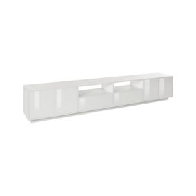 Meuble TV Dleott, Buffet bas de salon, Base pour meuble TV, 100% Made in Italy, 260x41h46 cm, Blanc brillant