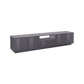 Meuble TV Dlepor, Buffet bas de salon, Base pour meuble TV, 100% Made in Italy, 220x41h46 cm, Anthracite Brillant