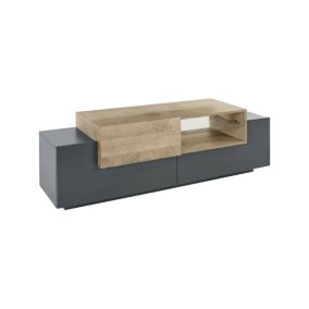 Meuble TV Dlodrin, Buffet bas de salon, Base pour meuble TV, 100% Made in Italy, 160x45h51 cm, Anthracite et Erable