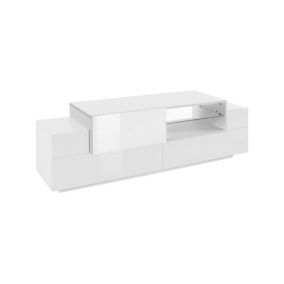 Meuble TV Dlodrin, Buffet bas de salon, Base pour meuble TV, 100% Made in Italy, 160x45h51 cm, Blanc brillant