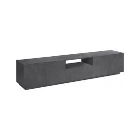 Meuble TV Dlori, Buffet bas de salon, Base pour meuble TV, 100% Made in Italy, 220x43h46 cm, Ardoise, avec lumière LED