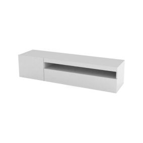 Meuble TV Dmangoni, Buffet bas de salon avec 2 portes, Base pour meuble TV, 100% Made in Italy, 150x40h37 cm, Blanc brillant