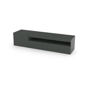 Meuble TV Dmontu, Buffet bas de salon, Base pour meuble TV, 100% Made in Italy, 150x40h37 cm, Anthracite Brillant