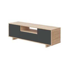 Meuble TV Dnard, Buffet pour télévision de salon, Meuble TV 3 portes, Buffet bas, 150x41h46 cm, Chêne