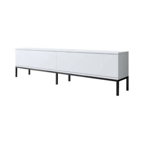 Meuble TV Dpetrell, Buffet de salon, Armoire basse pour TV, Base murale de rangement, 180x30h47 cm, Blanc et Noir