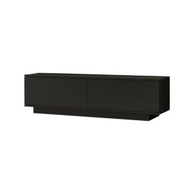 Meuble TV Dpoloni, Buffet de salon, Armoire basse pour TV, Base murale de rangement, 140x36h38 cm, Noir