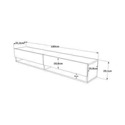 Meuble TV Eirene, Buffet de salon, Armoire basse pour TV, Base murale de rangement, 180x32h29 cm, Chêne
