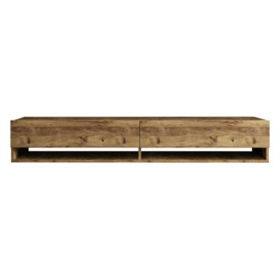 Meuble TV Eirene, Buffet de salon, Armoire basse pour TV, Base murale de rangement, 180x32h29 cm, Chêne
