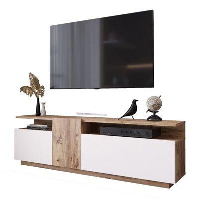 meuble tv elena  bois sonoma blanc 150x29,5x46,3 cm