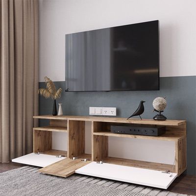 meuble tv elena  bois sonoma blanc 150x29,5x46,3 cm