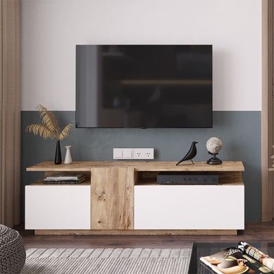 meuble tv elena  bois sonoma blanc 150x29,5x46,3 cm
