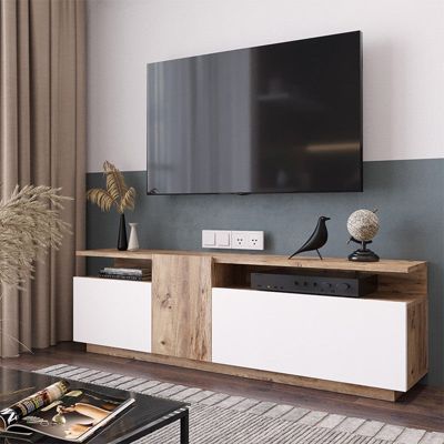 meuble tv elena  bois sonoma blanc 150x29,5x46,3 cm