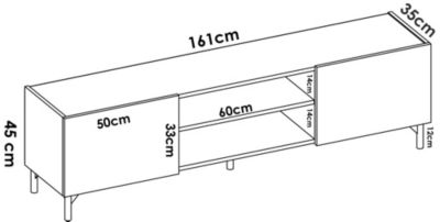 Meuble TV Emet, Buffet bas de salon, Buffet de salon pour télévision, 161x35h45 cm, Chêne noué et Anthracite