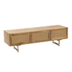 Meuble TV en Bois 3 Portes "Weaving" 120cm Naturel