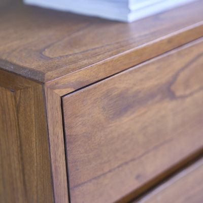 Meuble TV en bois massif 160 cm 4 tiroirs