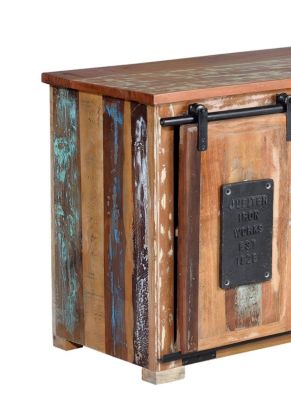 Meuble TV en bois recyclé multicolore