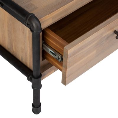 Meuble TV en métal et bois design industriel Marron, L. 130 x l. 42 x H. 45 cm, SIAM