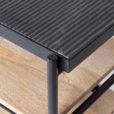 Meuble TV en marbre et manguier massif 150 cm noir  Oviala