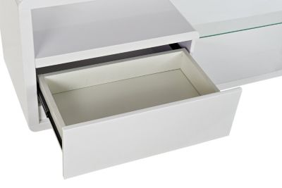 Meuble TV en MDF avec vitre, 140 x 40 x 50 cm, blanc
