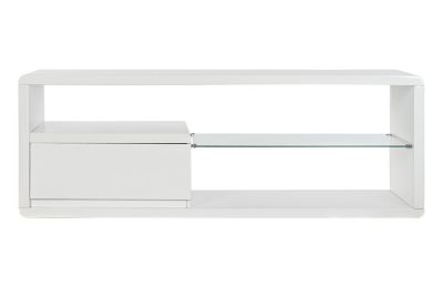 Meuble TV en MDF avec vitre, 140 x 40 x 50 cm, blanc
