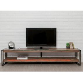 Meuble TV en Teck Industriel "Loft" 200cm Marron