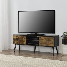 Meuble TV Eskilstuna 120 x 30 x 47 cm Noir Bois Foncé en.casa