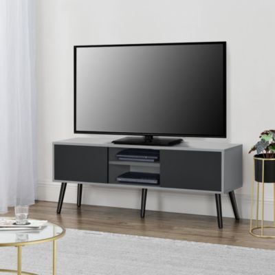 Meuble TV Eskilstuna 120 x 30 x 47 cm Noir Gris Clair en.casa