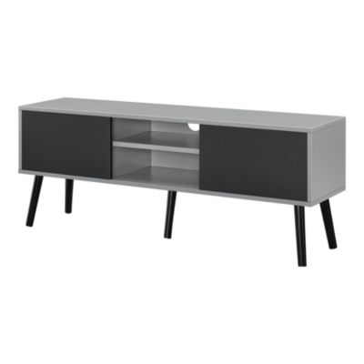 Meuble TV Eskilstuna 120 x 30 x 47 cm Noir Gris Clair en.casa