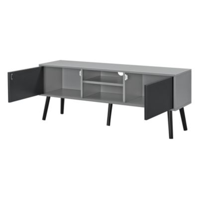 Meuble TV Eskilstuna 120 x 30 x 47 cm Noir Gris Clair en.casa