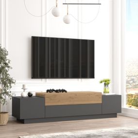 Meuble TV Firaas 160 x 38 x 39 cm anthracite effet chêne en.casa