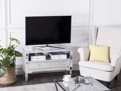 Meuble TV glamour en mdf argenté NICEA
