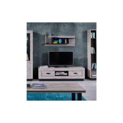 Meuble TV grand modèle MALAGA - Coloris chêne Wellington - 170 x 45 x 48 cm