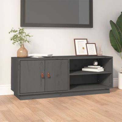Meuble TV Gris 105x34x40 cm Bois de pin massif - Prolenta Premium