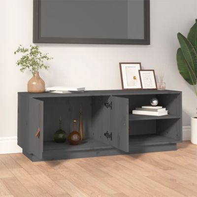 Meuble TV Gris 105x34x40 cm Bois de pin massif - Prolenta Premium