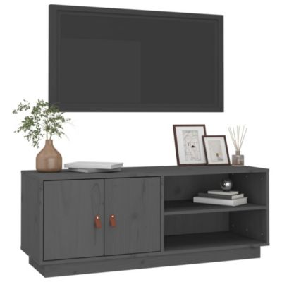 Meuble TV Gris 105x34x40 cm Bois de pin massif - Prolenta Premium