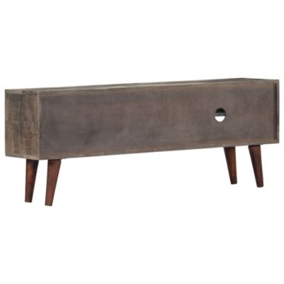 Meuble TV Gris 130x30x46 cm Bois massif de manguier brut - Prolenta Premium
