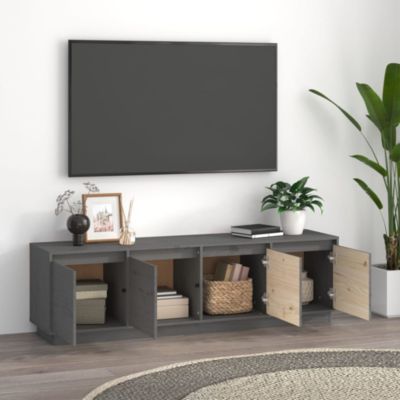 Meuble TV Gris 156x37x45 cm Bois de pin massif - Prolenta Premium
