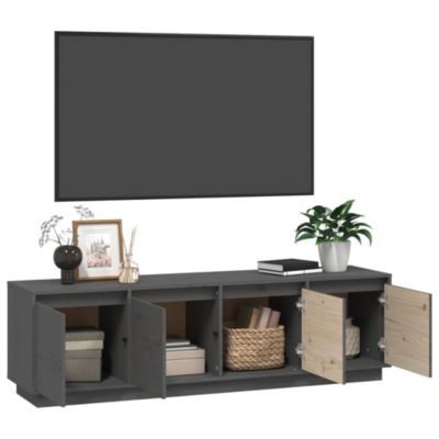 Meuble TV Gris 156x37x45 cm Bois de pin massif - Prolenta Premium