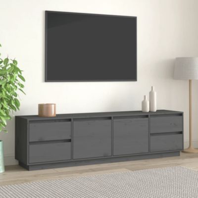 Meuble TV Gris 176x37x47,5 cm Bois de pin massif - Prolenta Premium